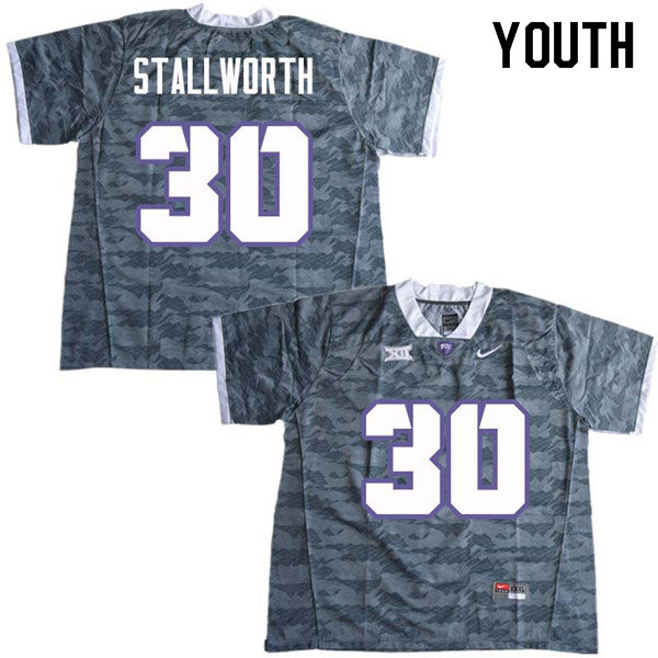 Youth #30 Omega Stallworth TCU Horned Frogs College Football Jerseys Sale-Gray